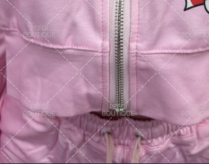 Peeqi American Ed vestiti famosi manica lunga con Zip Top giacca con cappuccio e <span class=keywords><strong>pantaloncini</strong></span> da motociclista due pezzi Set abbigliamento <span class=keywords><strong>donna</strong></span> - Product Image 5