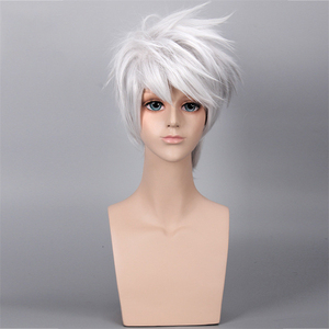 Perruque en soie haute température pour homme, tête de hérisson grise et blanche, cosplay Kakashi de Flagwood, exposition de bandes dessinées - Product Image 4