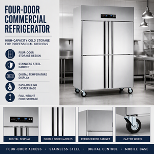 Armadio Moderno in Acciaio Inox per Ristorazione con Pannello di Controllo e Quattro Ante per Stoccaggio e Servizio Alberghiero Quotidiano - Product Image 3