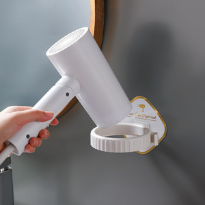 Support mural pour sèche-cheveux sans perçage, étagère de rangement pour salle de bain, forme polygonale, en PP - Product Image 3