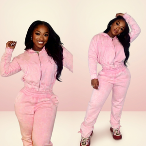 Ensemble de survêtement pour femmes style usé, à manches longues, avec capuche et pantalon, pour la vente en gros aux fabricants de vêtements, collection streetwear - Product Image 1