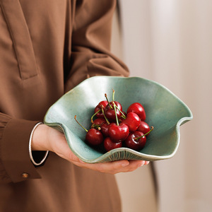 Juego de tazones de cerámica para frutas, color sólido, decoración para el hogar, plato para refrigerios, para usar en la sala de estar o mesa de café. - Product Image 2