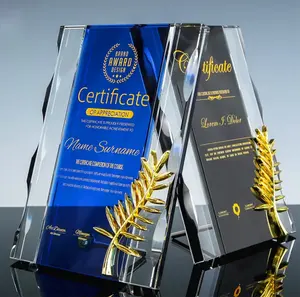 高品质k9水晶牌匾喷砂奖作为办公装饰认证贵宾纪念品礼品奖励