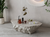 Table basse en marbre haut de gamme, ignifuge, écologique, durable, avec fonction de rangement, exclusive pour les halls de restaurants