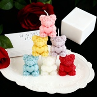 Bougie en cire de soja de haute qualité E140 en forme d'ours rose, faite à la main, écologique, biodégradable, fruitée, pour la fête des mères, mariage, artisanat moderne