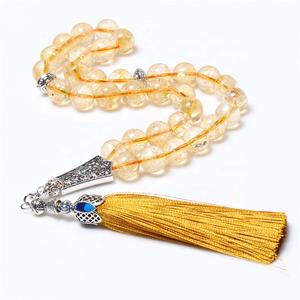 Regalo musulmano Puro Naturale Citrino Pietra Islamico di Preghiera Perline Rosario Tesbih Allah Sibha Masbaha <span class=keywords><strong>Tasbih</strong></span> - Product Image 2