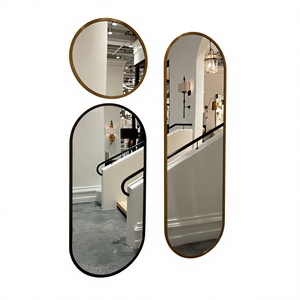 Miroir mural rectangulaire contemporain en laiton, design artistique encadré, finition dorée, épaisseur 4 mm, écologique, accent moderne pour la maison - Product Image 1