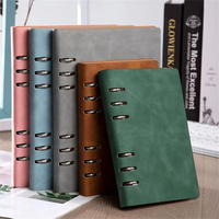 Organizador/Agenda A5 de Hojas Sueltas con Tapa Dura, 6 Anillas, Cierre Magnético, Cubierta de Cuero PU con Logotipo Personalizado para Uso Promocional