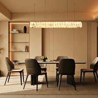 Lustre en cristal en acier inoxydable LED avec commande par interrupteur, suspension suspendue pour salle à manger, hôtel, salon