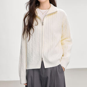 <span class=keywords><strong>Cardigan</strong></span> da Donna <span class=keywords><strong>a</strong></span> Collo Alto con Zip e Lavorazione <span class=keywords><strong>a</strong></span> <span class=keywords><strong>Trecce</strong></span> - Top Chic Casual per Tutti i Giorni - Product Image 2