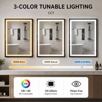 Miroir de salle de bain Joystar à LED avec interrupteur tactile à intensité variable 6000K avec cadre en métal pour salon, hôtel, séjour et appartement