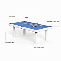 Table de billard de snooker d'extérieur 2024 Design, étanche, avec cadre en aluminium de 8 pieds - Qualité professionnelle, 3 dalles en ardoise, garantie de 2 ans