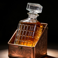 Carafe à vin en verre de luxe au design personnalisé, 500 ml, 750 ml, 1000 ml, bouteille carrée pour le stockage du whisky/du vin/de la vodka