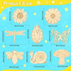 Eco-Friendly DIY Wooden Insect Crafts Polished Plywood Animal Model Blank Wood Chips For Decoration And Toy Making