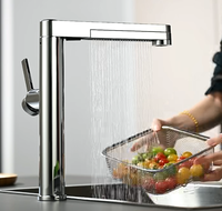 Robinet de lavabo multifonction moderne avec douchette extractible, cascade, affichage LED, eau chaude et froide, pour salle de bain et cuisine