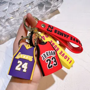 3D PVC Basketball T-shirt Keychains Mini Basketball Key Chain For Basketball CharmsStudents Schoolbag PVC Pendant Keychain Gift