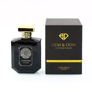 Factory Gold Cap Irregular Perfume <b>Bottle</b> Empty clear Flat Pump Spray Crimp Black 100ml Glass Perfume <b>Bottle</b> with Box - Product Image 5