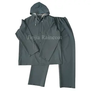 Pvc ve polyester sarı endüstriyel çalışma 2 parça yağmurluk dayanıklı güvenlik pvc polyester pvc rainsuit ağır