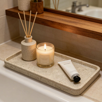 Plateau de rangement rectangulaire en résine à texture grès pour cosmétiques, bijoux, parfums et clés d'entrée