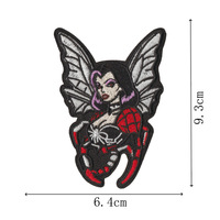 Patchs thermocollants en PVC au design sorcière rétro brodé, avec éléments squelette de vampire et toile d'araignée, ambiance sombre et mystérieuse pour chapeaux