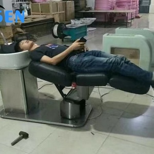 Chaise de lavage électrique de haute qualité pour salon de coiffure Kisen, avec lit de lavage rotatif et fonction massage - Product Image 5