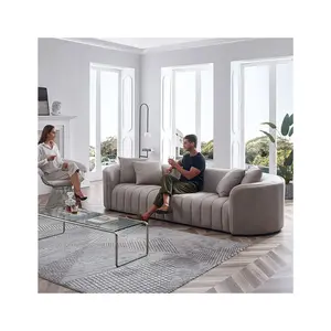 Design moderne Gris Cuir Villa Canapé Ladar Américain Pour Casa De Lujo Luxe Nuage Sectionnel Canapé Salon Ensemble de Meubles