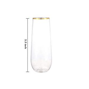 Verre sans pied en PET résistant aux chutes, de haute qualité, avec bordure dorée, écologique, biodégradable, capacité de 201 à 300 ml, marque MIDAS - Product Image 2