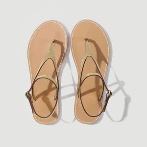 Nouvelles sandales d'été dorées style romain pour femme, à entre-doigts, style vacances, avec bride arrière ajustée, chaussures décontractées de plage - Product Image 6