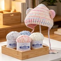 Fil chenille épais décoloré à motifs pour tricot à la main, crochet et artisanat DIY