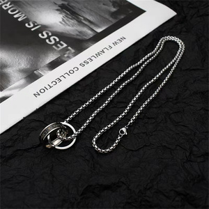 Kalung Liontin Cincin Salib Gaya Korea untuk Pria, Aksesoris Rantai Baja Titanium Trendi untuk Sehari-hari, Perhiasan Jalanan 2024 - Product Image 6