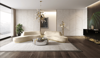 Luxe moderne ovale 3 pièces titane or Table basse ensemble verre matériel miroir maison hôtel salon décoratif Table centrale