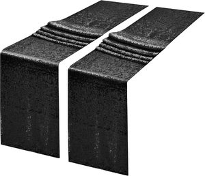 12 x 120 inches <strong>Black</strong> Sequin <strong>Table</strong> <strong>Runner</strong>, Glitter <strong>Black</strong> <strong>Table</strong> <strong>Runner</strong> for Wedding Birthday Bachelorette Holiday Decorations - Product Image 1