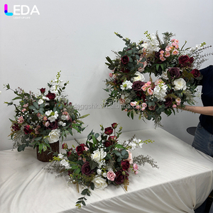 LEDA Wedding Table Centerpieces Supplies Wholesale Luxury Silk Red Rose <b>Artificial</b> <b>Flower</b> Ball - Product Image 3