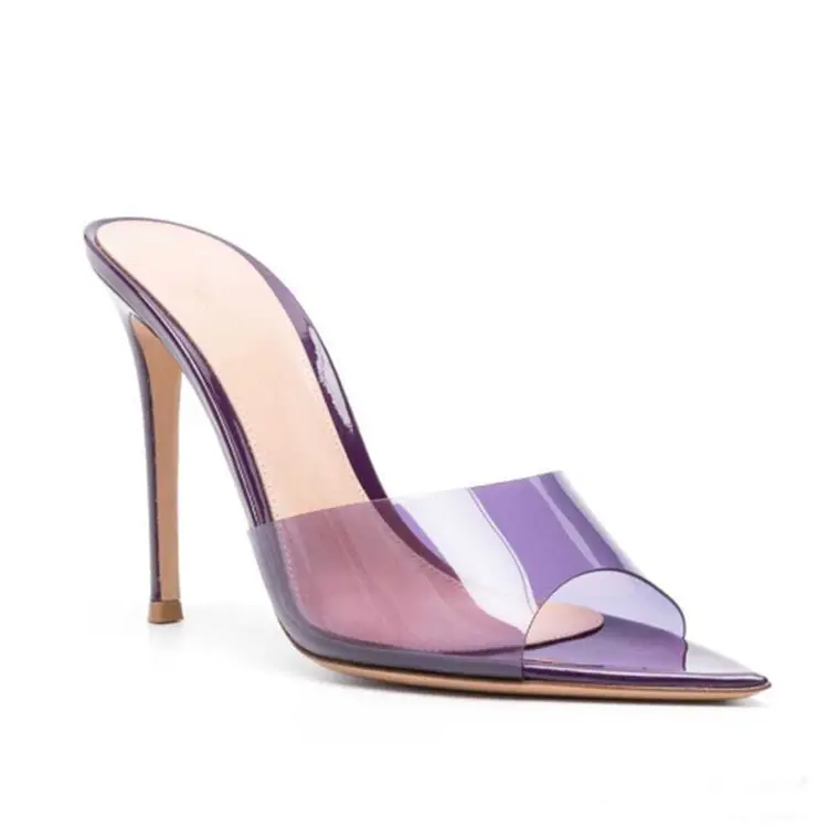 Pantoufles personnalisées de haute qualité Scarpe Donna Peep Toe Sandales transparentes à la mode unique Mules transparentes pour femmes