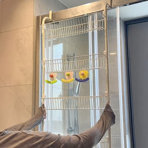 Organisateur <span class=keywords><strong>de</strong></span> rangement <span class=keywords><strong>de</strong></span> salle <span class=keywords><strong>de</strong></span> bain à <span class=keywords><strong>suspendre</strong></span> sur la porte, sans perçage, étagère murale multi-niveaux en acier au carbone, panier <span class=keywords><strong>de</strong></span> <span class=keywords><strong>douche</strong></span> pour articles <span class=keywords><strong>de</strong></span> toilette - Product Image 5