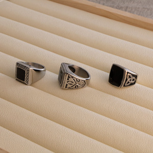 Bold Retro Epoxy Resin <b>Ring</b> Geometric Asymmetry <b>Titanium</b> Steel SA905 Men's Fashion Jewelry Gift - Product Image 2