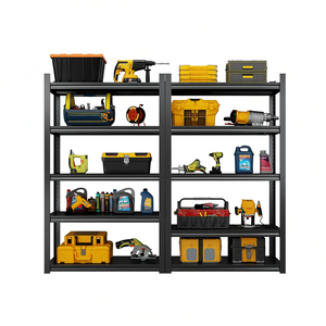 Étagère métallique robuste à 5 niveaux, 72 pouces de hauteur, capacité de 2000 livres, étagère de rangement industrielle pour garage, étagère utilitaire noire pour outils - Product Image 1