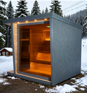 Sauna Exterior de Abeto Carbonizado para 6 Personas, Cabaña Rústica Resistente a la Intemperie para Relajación en el Patio Trasero - Product Image 2