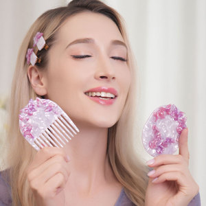BSCI Factory's Fashionable <strong>Butterfly</strong> Shaped Acetate <strong>Comb</strong> with Mirror Comfortable Portable Daily Style for Home Use - Product Image 2
