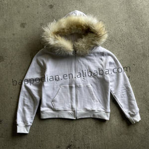 2025 produttore personalizzato Unisex strappata con cappuccio e Zip pesante in pile di spugna francese felpa con cerniera felpa con cappuccio per uomo - Product Image 2