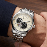 1 pièce, possibilité de personnaliser le logo, marque privée, montre mécanique automatique de luxe avec tourbillon squelette, pour homme