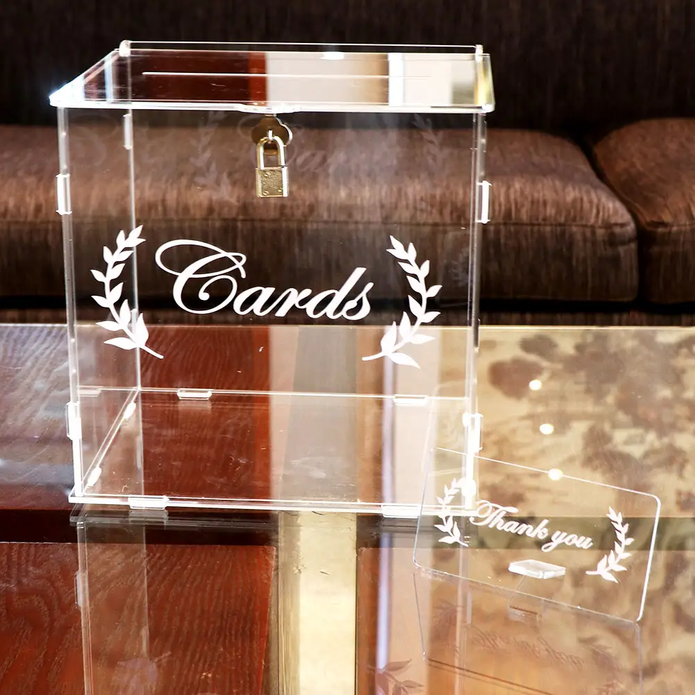 Assembly Wedding Card Money Box Size Rose Gold Acrylic Charity Donation Box Wedding Wishing Well Box with Lock