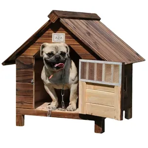 Köpekler için çatı ile ahşap Pet House kapalı ve açık kullanım oynamak ve dinlenme için nefes köpek sandık köpek kulübesi kolay montajı