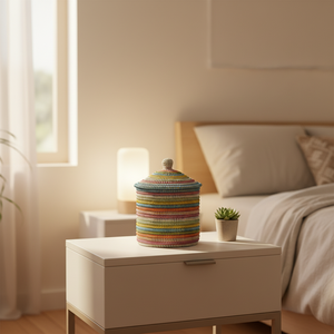 Cesti Portaoggetti Decorativi Moderni in Cotone Naturale Intrecciato con Coperchio, Impilabili e Appendibili per il <span class=keywords><strong>Bagno</strong></span> - Product Image 6