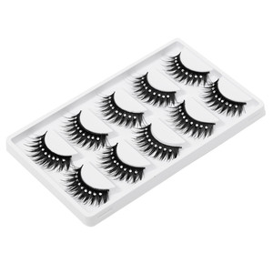 TS031 Faux cils synthétiques <span class=keywords><strong>semi</strong></span>-faits à la main, tige en coton noir, épaisseur 0,07 mm, fins et denses, pour maquillage effet smoky - Product Image 5