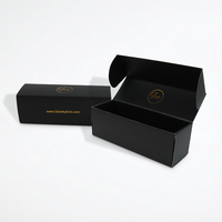 Boîte longue en carton ondulé de qualité supérieure, noir mat avec estampage à chaud en or, pour cosmétiques