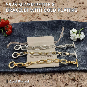 Pulsera de Plata de Ley S925 con Dijes Pequeños en Forma de X de <span class=keywords><strong>David</strong></span> Yarmans, Pulseras Modernas con Baño de Oro, Joyería de Latón - Product Image 2