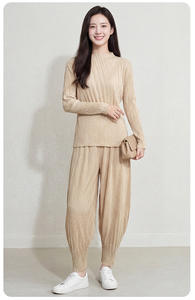 PY 2026 New Arrivals Elegant Pleated Pants Fashion Black Textured Casual Cuffed <b>Elastic</b> Waist Breathable Quick Dry 100% - Product Image 6