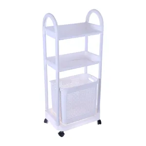 Bathroom Laundry Basket 3 Compartments With Wheels Wholesale Multi-Layer Dirty Clothes Storage Basket Rolling Laundry Hamper