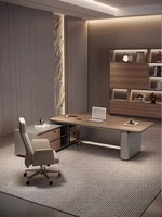 Bureau de direction fonctionnel, table de direction professionnelle, grande table de bureau avec deux armoires